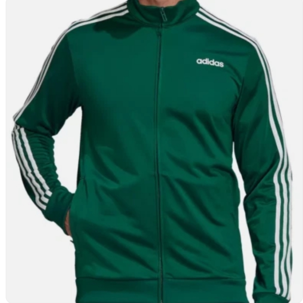 Adidas Mens Forest Green Tri Stripe Track Jacket Size Small
